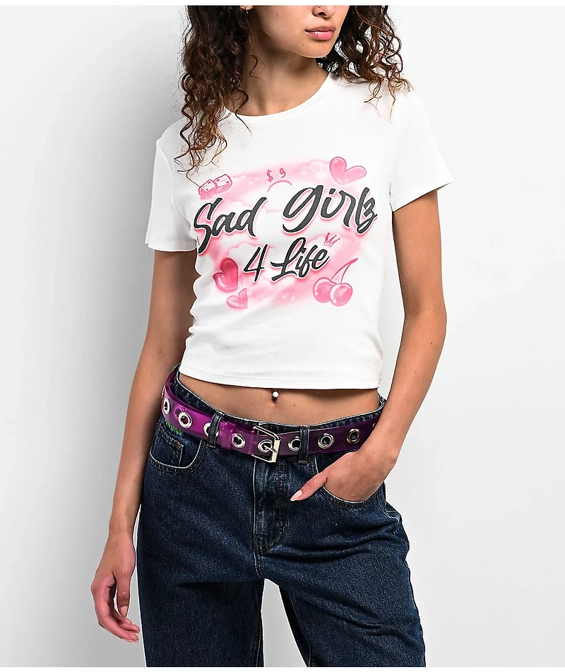 $AD GIRLZ By Junior H 4Life White Crop T-Shirt