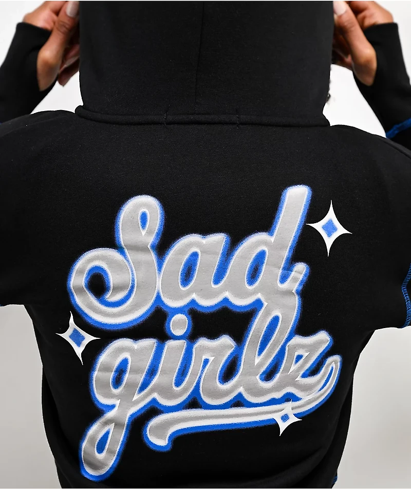 $AD GIRLZ By Junior H Airbrush Black Crop Zip Hoodie