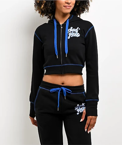 $AD GIRLZ By Junior H Airbrush Black Crop Zip Hoodie