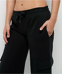 $AD GIRLZ By Junior H Don't Cry Black Cargo Sweatpants