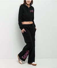$AD GIRLZ By Junior H Don't Cry Black Cargo Sweatpants