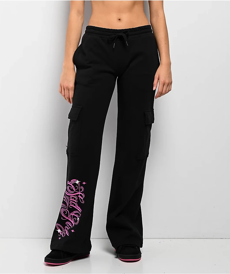 $AD GIRLZ By Junior H Don't Cry Black Cargo Sweatpants
