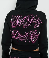$AD GIRLZ By Junior H Don't Cry Black Crop Zip Hoodie