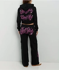 $AD GIRLZ By Junior H Don't Cry Black Crop Zip Hoodie