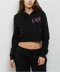 $AD GIRLZ By Junior H Don't Cry Black Crop Zip Hoodie