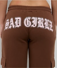 $AD GIRLZ By Junior H Flowers Brown Cargo Sweatpants