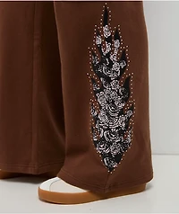 $AD GIRLZ By Junior H Flowers Brown Cargo Sweatpants