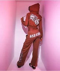 $AD GIRLZ By Junior H Flowers Brown Cargo Sweatpants