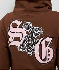 $AD GIRLZ By Junior H Flowers Brown Crop Zip Hoodie