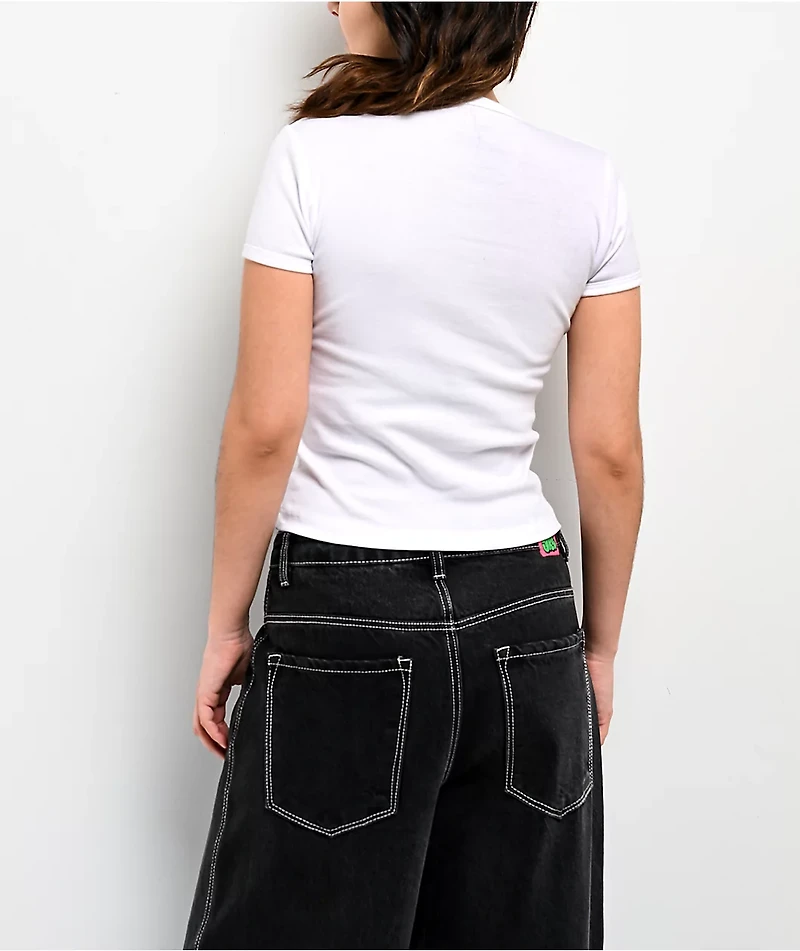 $AD GIRLZ By Junior H Sad Angel White Crop T-Shirt