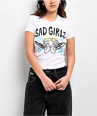 $AD GIRLZ By Junior H Sad Angel White Crop T-Shirt