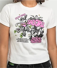 $AD GIRLZ By Junior H White & Pink Crop T-Shirt