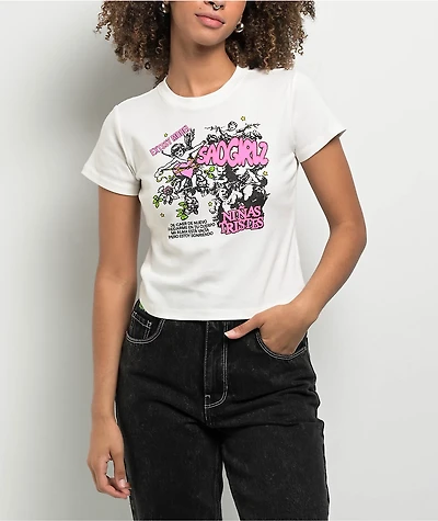 $AD GIRLZ By Junior H White & Pink Crop T-Shirt