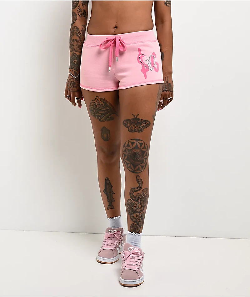 $AD GIRlZ BY Junior H Rhinestone Logo Pink Sweat Shorts