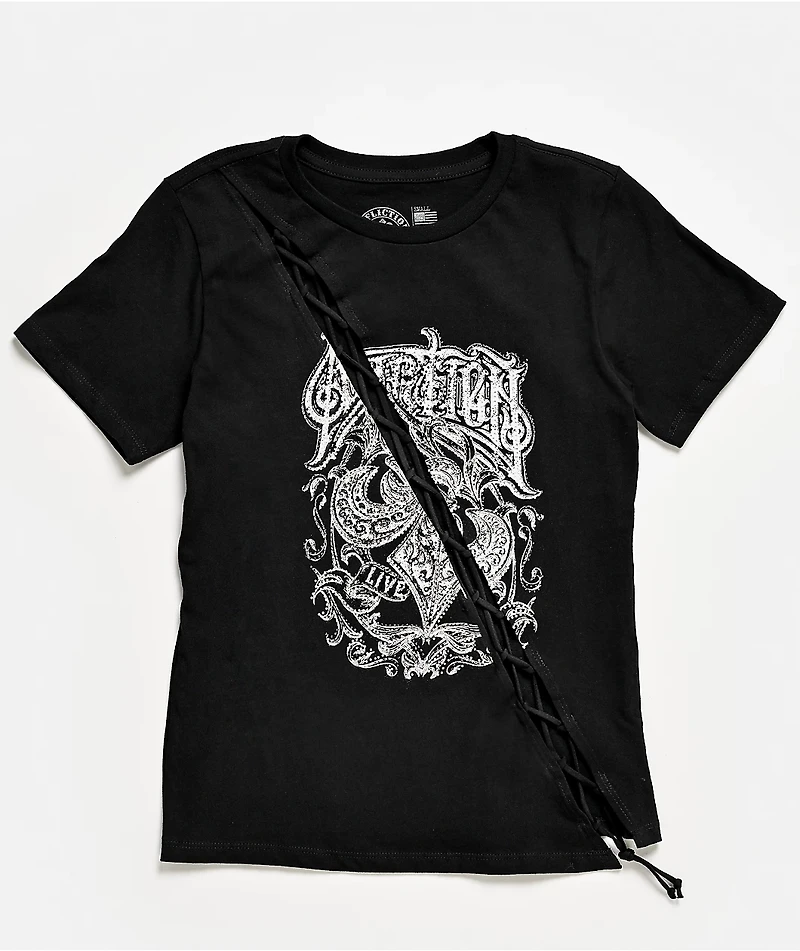Affliction Legacy Black Lace Front Black T-Shirt