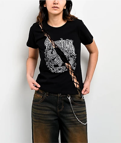 Affliction Legacy Black Lace Front Black T-Shirt