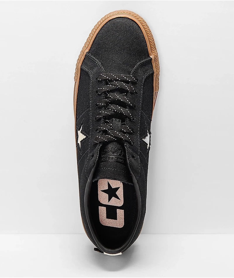 Converse One Star Pro Black & Gum Cordura Skate Shoes