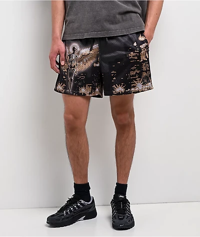 Ninth Hall City Skyline Black Mesh Shorts