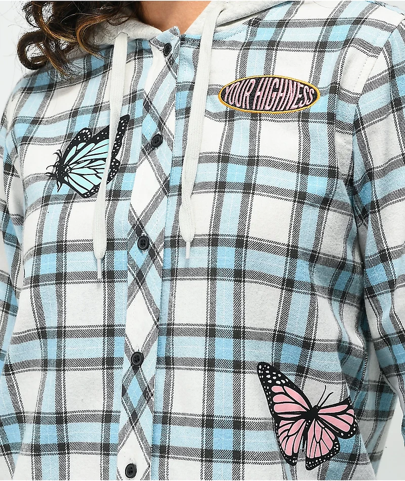 Your Highness Sativa Blue Hooded Flannel Shirt