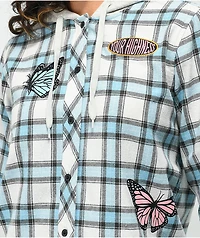 Your Highness Sativa Blue Hooded Flannel Shirt