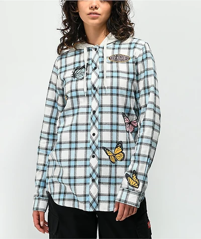 Your Highness Sativa Blue Hooded Flannel Shirt