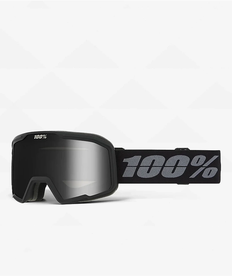 100% Valnor Base Black & Dark Smoke Snowboard Goggles