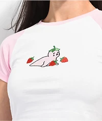 180Tide Strawberry Seal Pink & White Crop T-Shirt