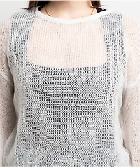 24 Colours Open Knit White Sweater