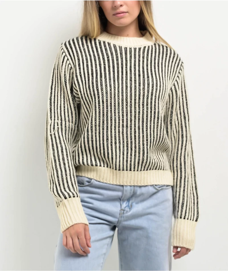 24COLOURS Ribbed White & Black Striped Sweater