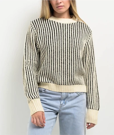 24COLOURS Ribbed White & Black Striped Sweater