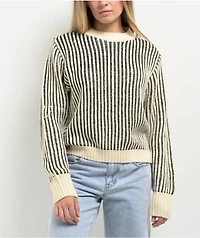 24COLOURS Ribbed White & Black Striped Sweater