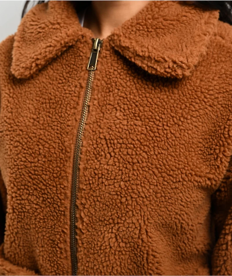 24COLOURS Sherpa Brown Zip Jacket