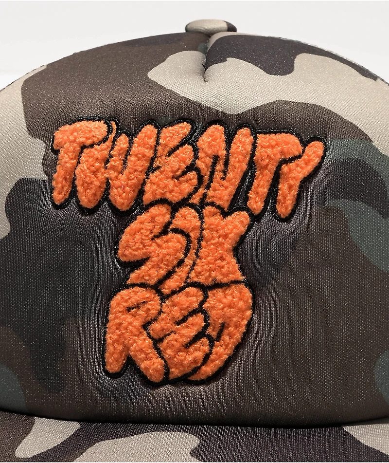 26 Red Astro Cat Camo Trucker Hat