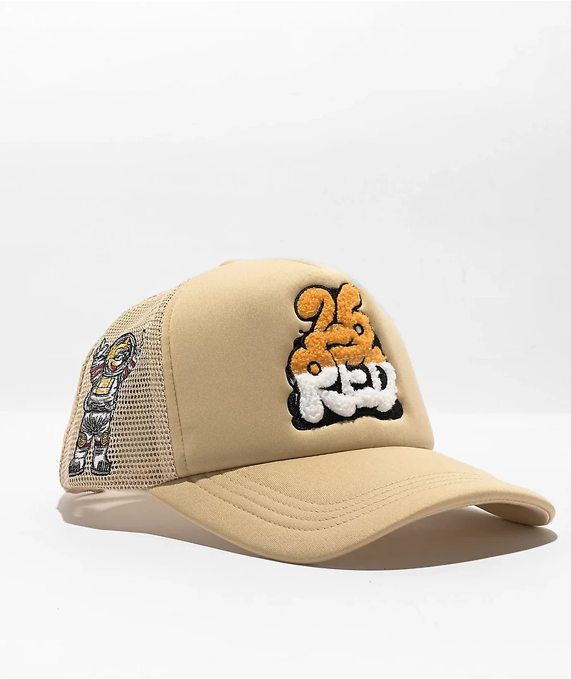 26 Red Astronaut Cat Cream Trucker Hat