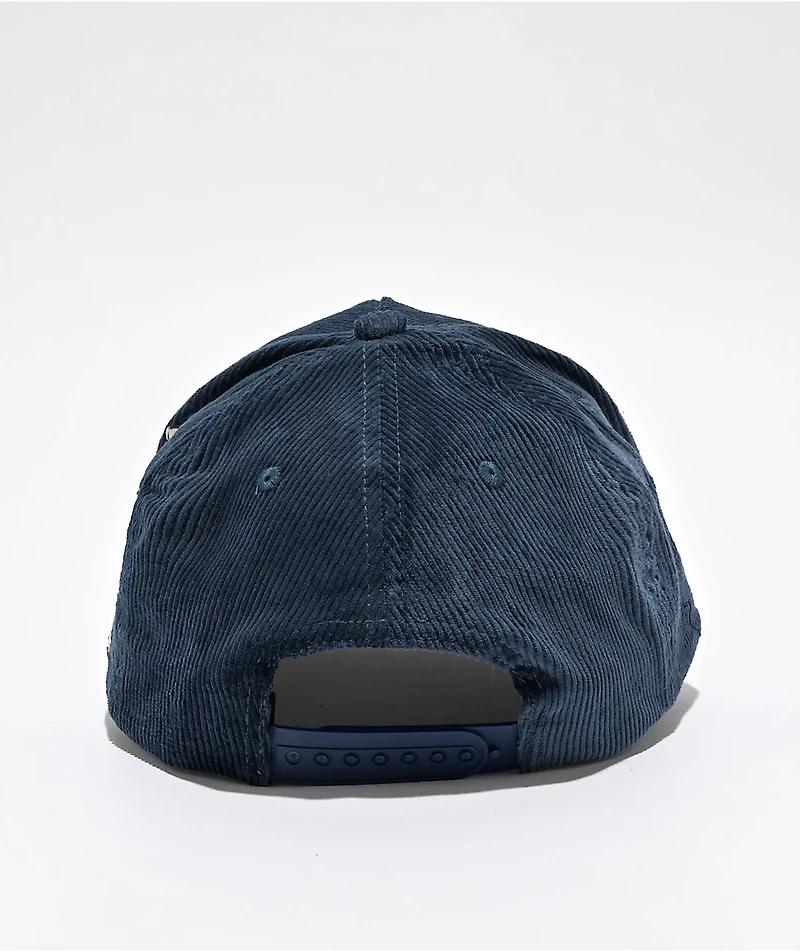 26 Red Black Cat Corduroy Blue & Cream Snapback Hat