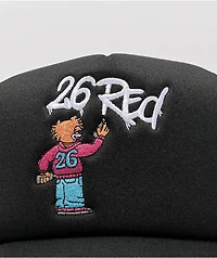 26 Red Graffiti Cat Black Trucker Hat