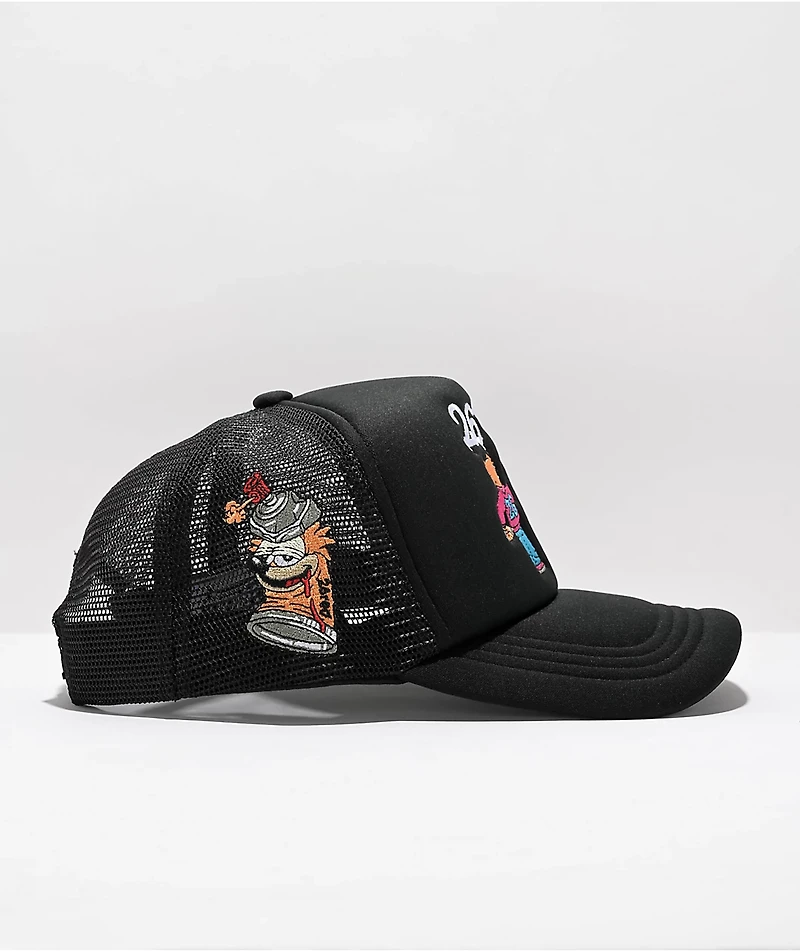 26 Red Graffiti Cat Black Trucker Hat