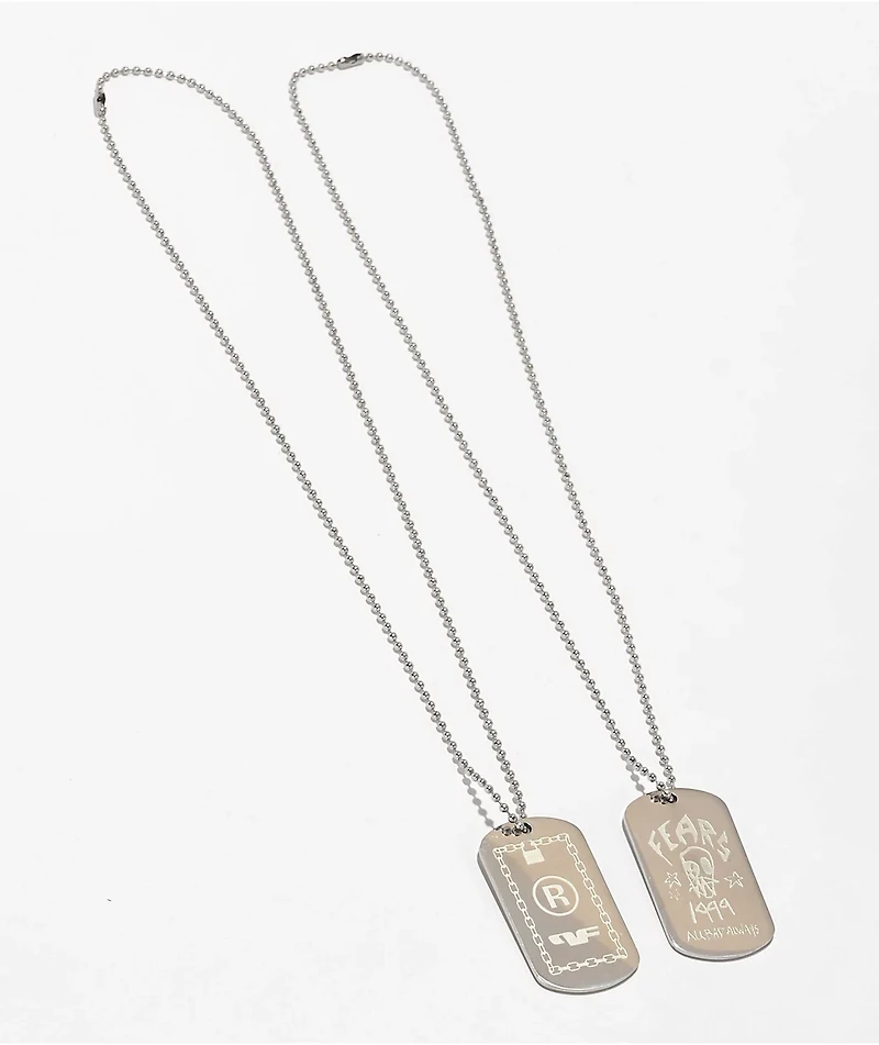 2FER 11" Silver Engraved Dog Tags