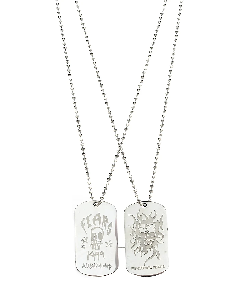 2FER 11" Silver Engraved Dog Tags