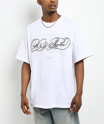 40s & Shorties Collegiate Script White T-Shirt