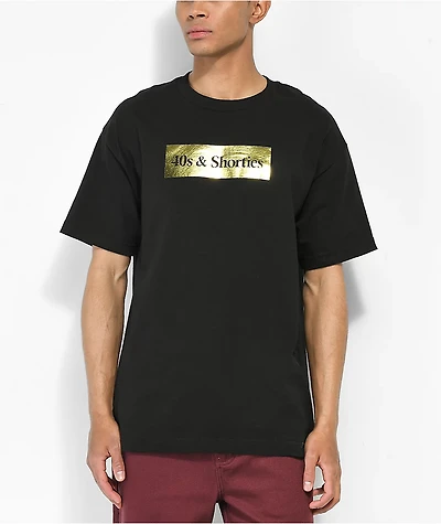 40s & Shorties Gold Box Logo Black T-Shirt