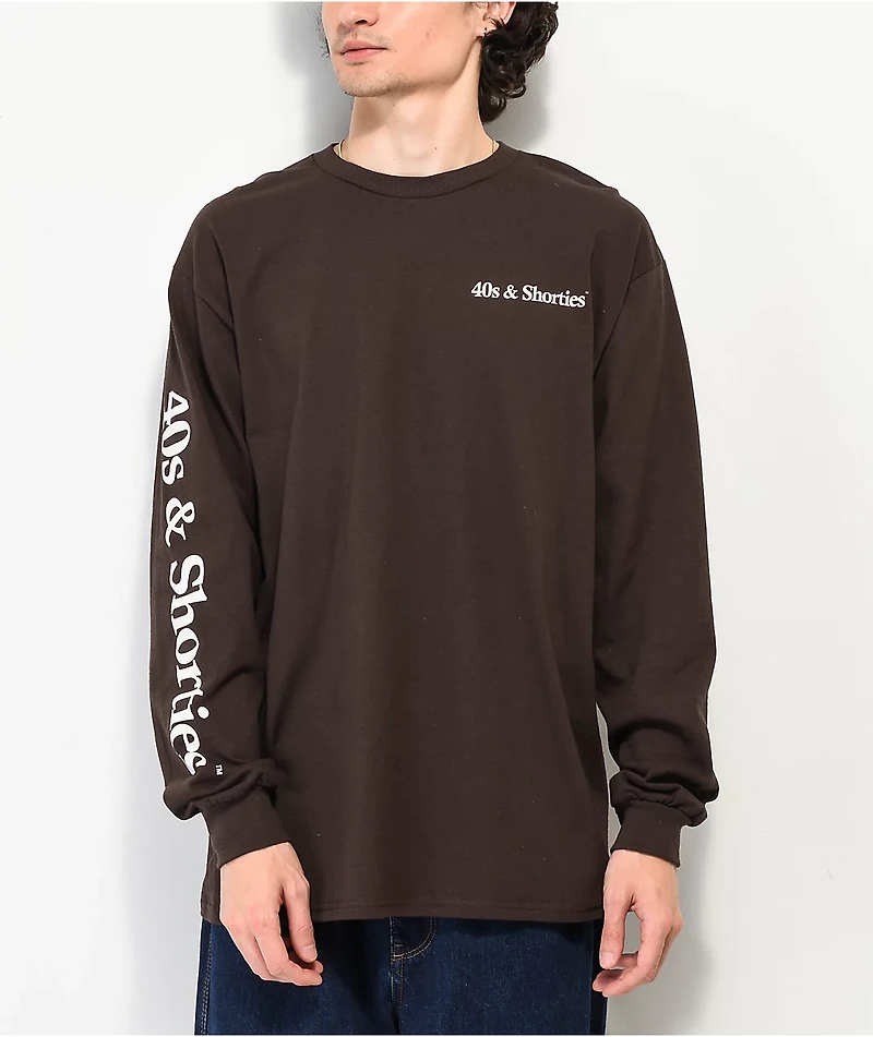 40s & Shorties Text Logo Brown Long Sleeve T-Shirt