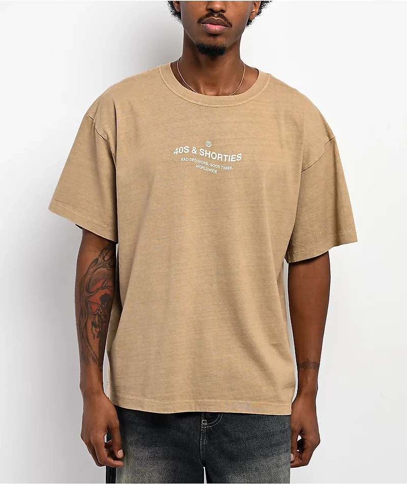 40s & Shorties Wavy General Khaki Boxy T-Shirt