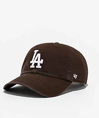 47 Brand Clean Up Los Angeles Dodgers Dark Brown Wash Strapback Hat