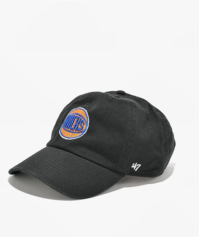 47 Brand Clean Up New York Knicks Black Strapback Hat