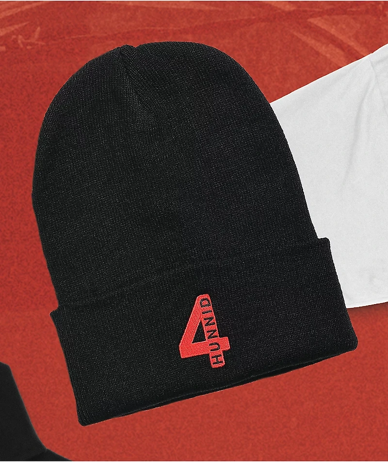 4Hunnid 4 Logo Black Beanie