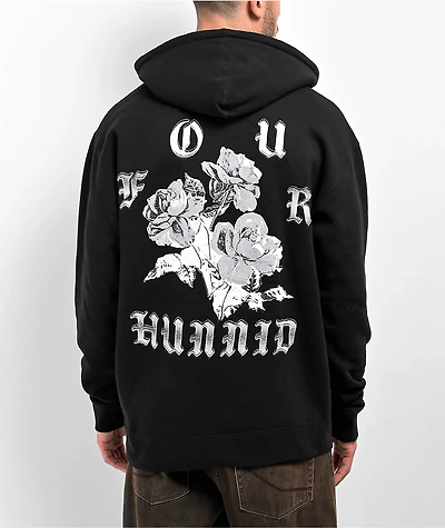 4Hunnid Chrome Roses Black Hoodie