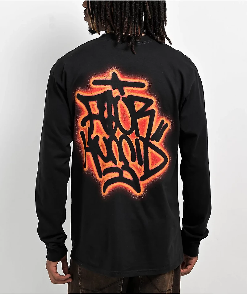 4Hunnid Hand Lettering Black Long Sleeve T-Shirt