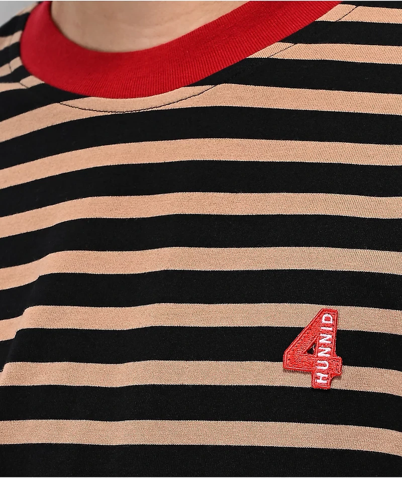 4Hunnid Khaki & Black Striped T-Shirt