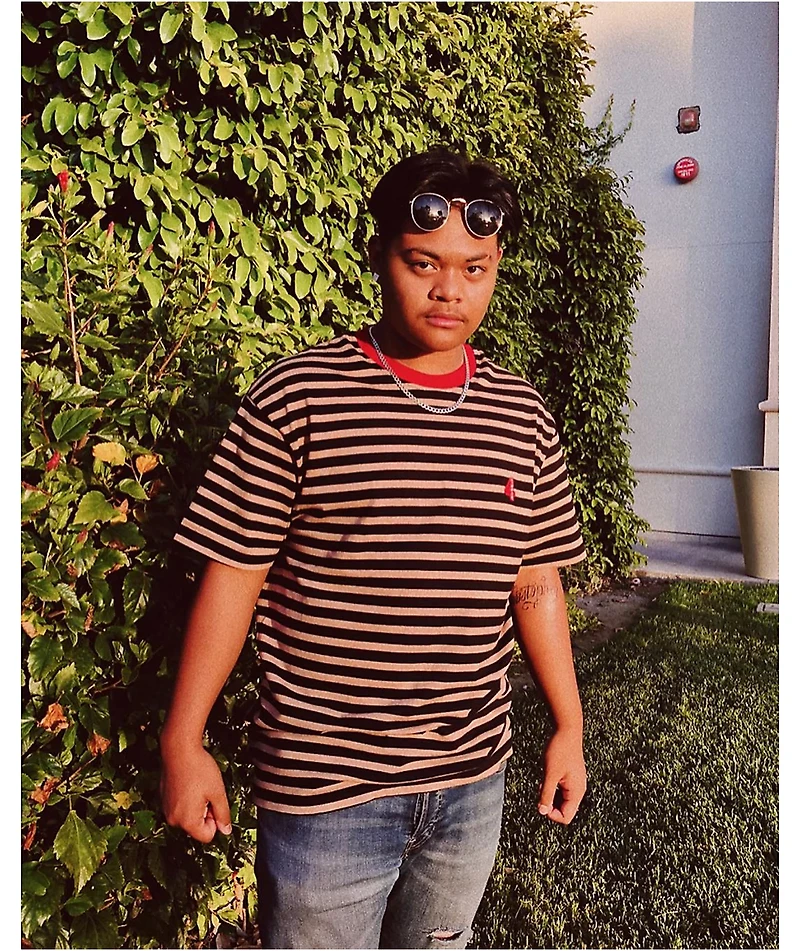 4Hunnid Khaki & Black Striped T-Shirt
